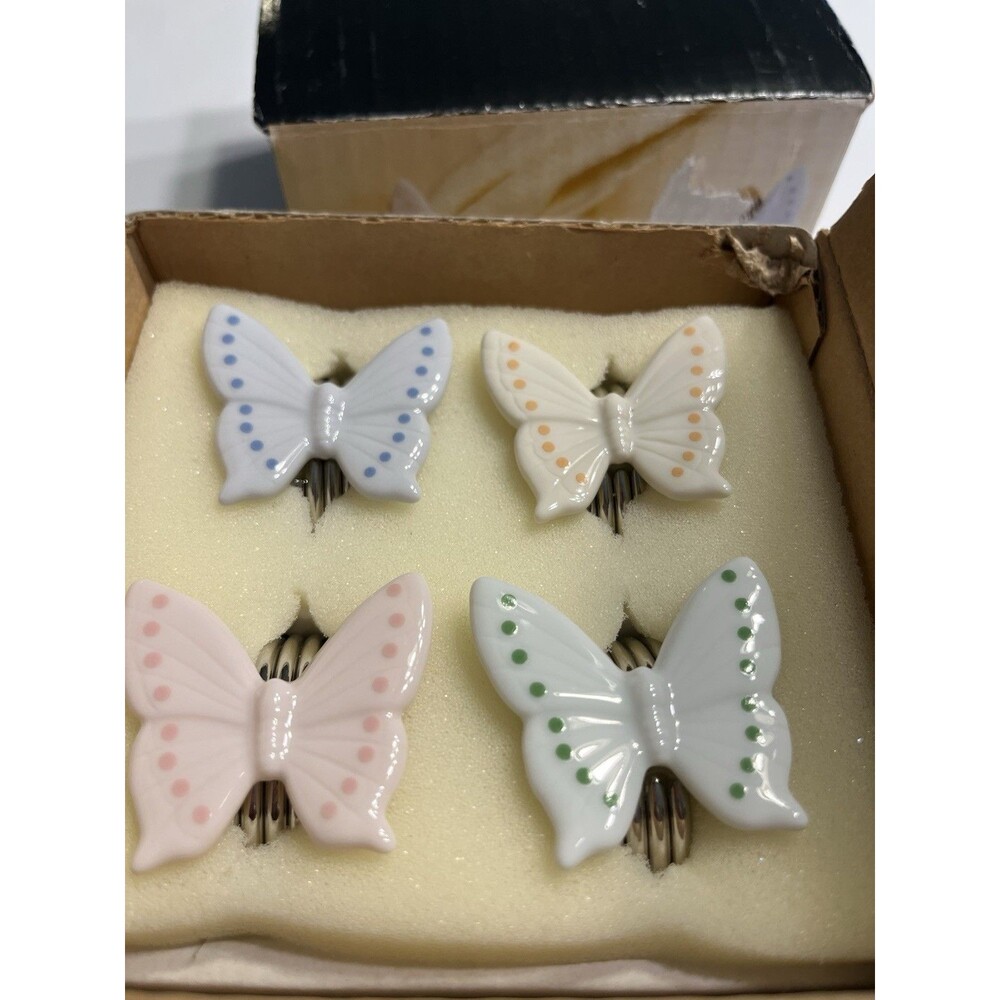 Noritake Butterfly Napkin Rings Epoch Collection Garden Walk 8pc NIB
